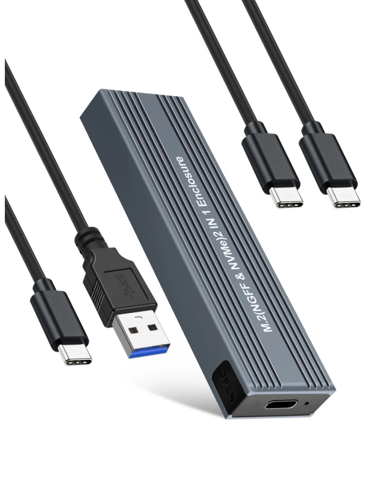 Външна кутия за диск VCom M.2 NVMe/SATA/NGFF M/B key, 10Gbps USB3.1 Type-C/A - CU850SN