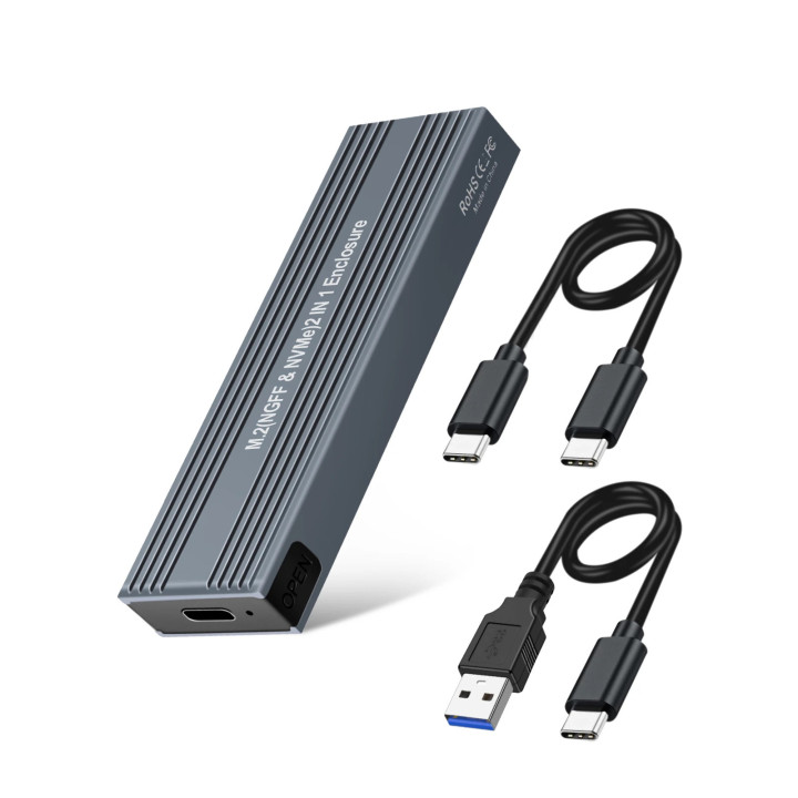 Външна кутия за диск VCom M.2 NVMe/SATA/NGFF M/B key, 10Gbps USB3.1 Type-C/A - CU850SN