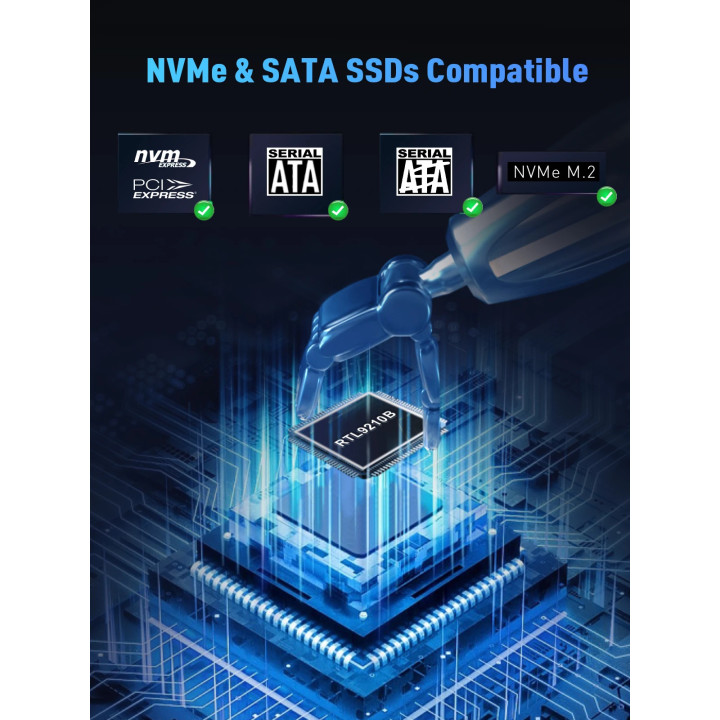 Външна кутия за диск VCom M.2 NVMe/SATA/NGFF M/B key, 10Gbps USB3.1 Type-C/A - CU850SN