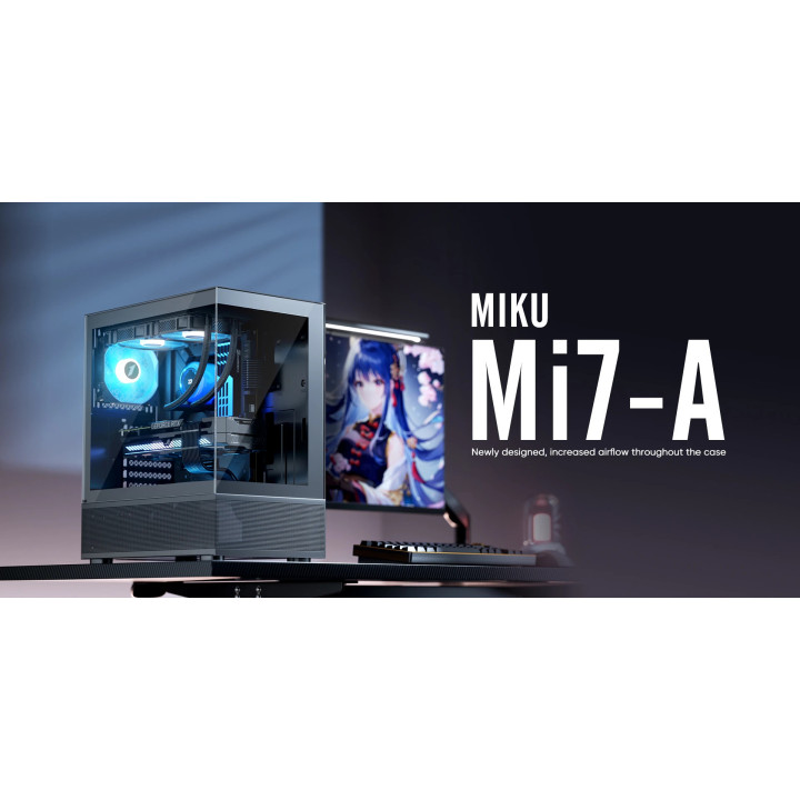 Кутия за компютър 1stPlayer MIKU Mi7-A Black, ATX, Включени обърнати вентилатори - Mi7-A-BK-2F1R-1F1