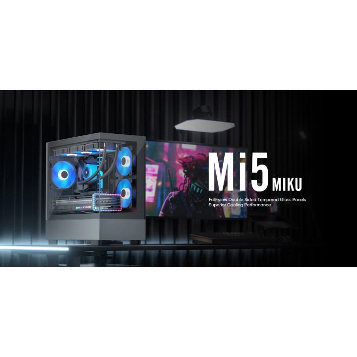 Кутия за компютър 1stPlayer MIKU Mi5 Black, mATX - Mi5-BK