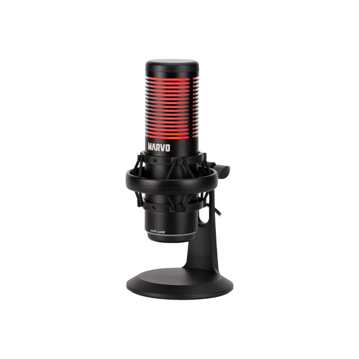 Геймърски микрофон Marvo MIC-07, Black 60 Black, USB, RGB - MARVO-MIC-07