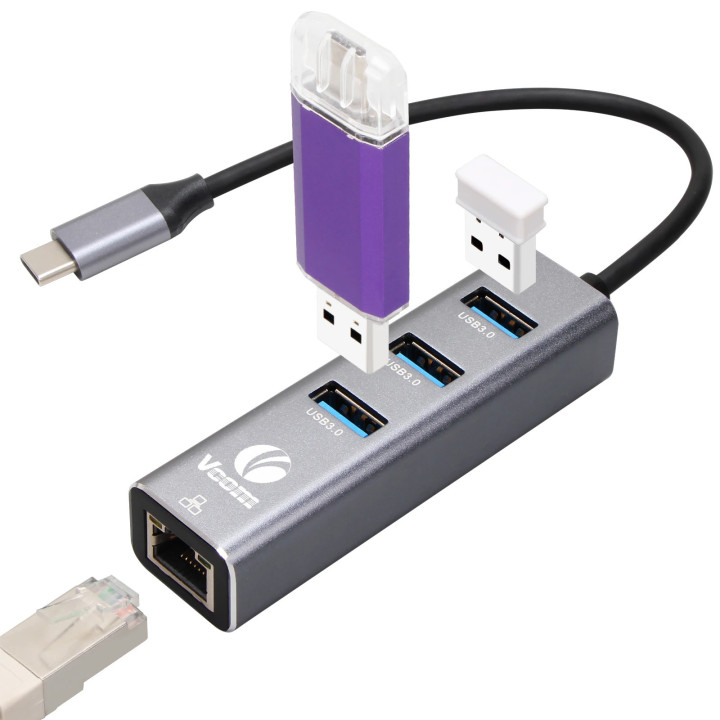 Докинг станция VCom USB Type-C to USB3.0 x 3   LAN - DH311B