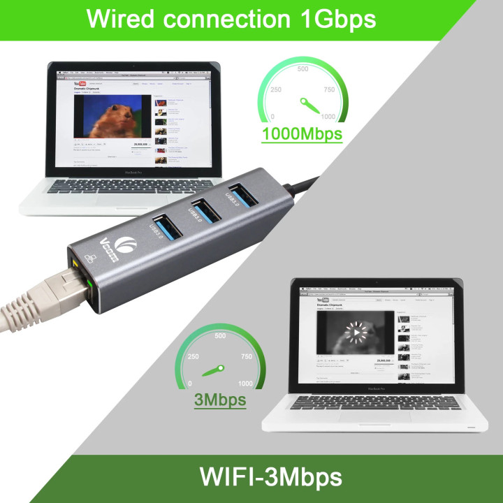 Докинг станция VCom USB Type-C to USB3.0 x 3   LAN - DH311B