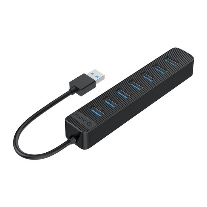 Хъб Orico USB3.0 HUB 7 port - Type C input, 0.15m cable, aux Type-C power input - TWU3-7A-BK