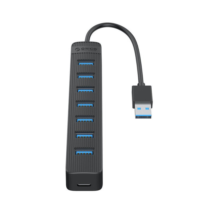 Хъб Orico USB3.0 HUB 7 port - Type C input, 0.15m cable, aux Type-C power input - TWU3-7A-BK