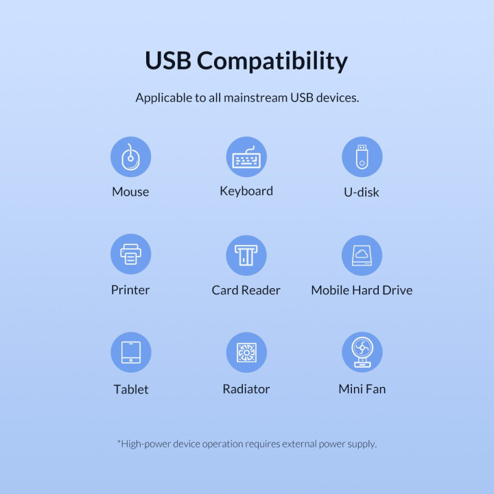 Хъб Orico USB3.0 HUB 7 port - Type C input, 0.15m cable, aux Type-C power input - TWU3-7A-BK