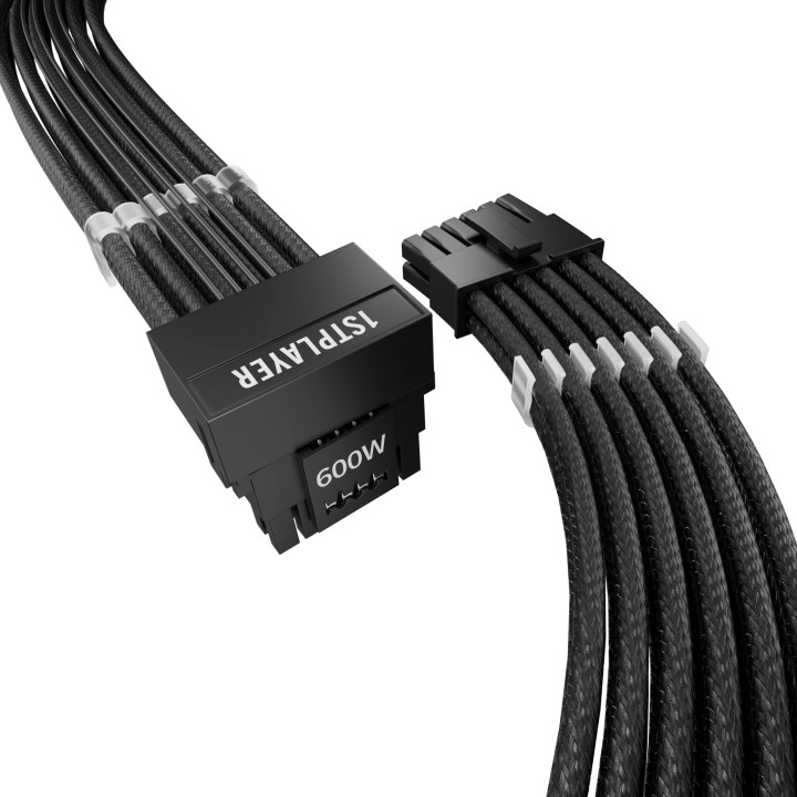 Mодулен кабел 1stPlayer Custom Sleeved Modding Cable Black - PCIe 5.0 12VHPWR M/M - FM2-B-BK