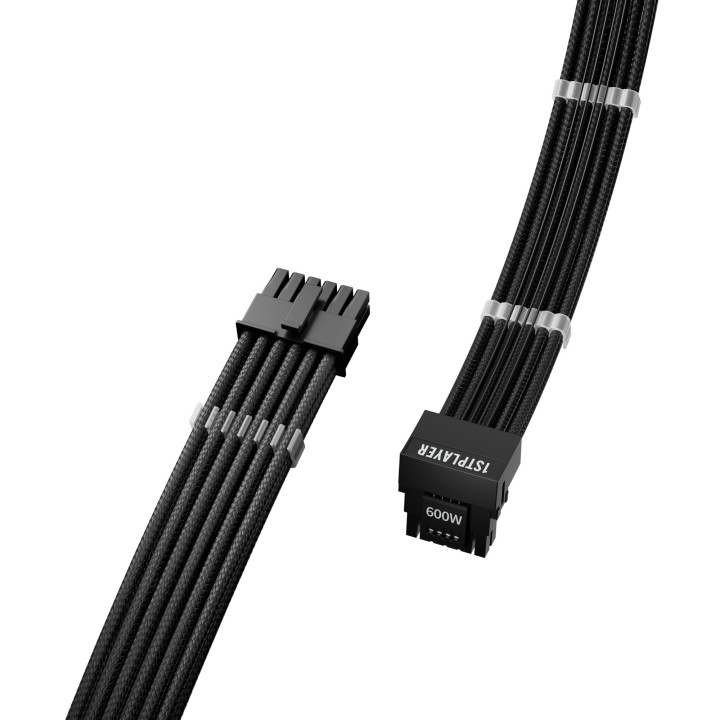 Mодулен кабел 1stPlayer Custom Sleeved Modding Cable Black - PCIe 5.0 12VHPWR M/M - FM2-B-BK