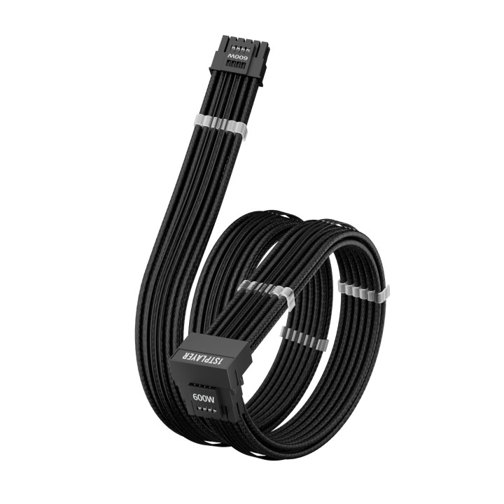 Mодулен кабел 1stPlayer Custom Sleeved Modding Cable Black - PCIe 5.0 12VHPWR M/M - FM2-B-BK