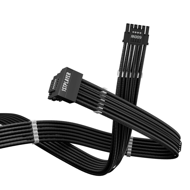 Mодулен кабел 1stPlayer Custom Sleeved Modding Cable Black - PCIe 5.0 12VHPWR M/M - FM2-B-BK