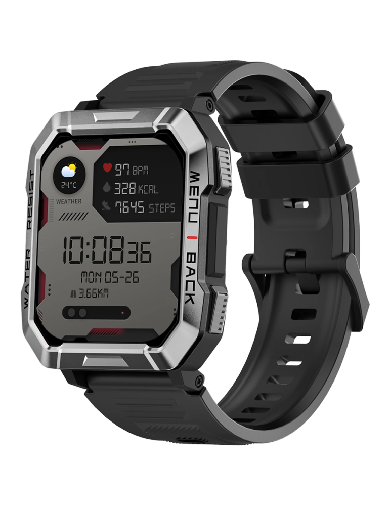 Смарт часовник Blackview W60, 2.01" HD,900mAh Battery, LED Flashlight & Compass Function, 24-hour SpO2 Detection   Heart Rate Monitoring, Monitor Sleep status, Calls and SMS notification, Black - BVW60-B