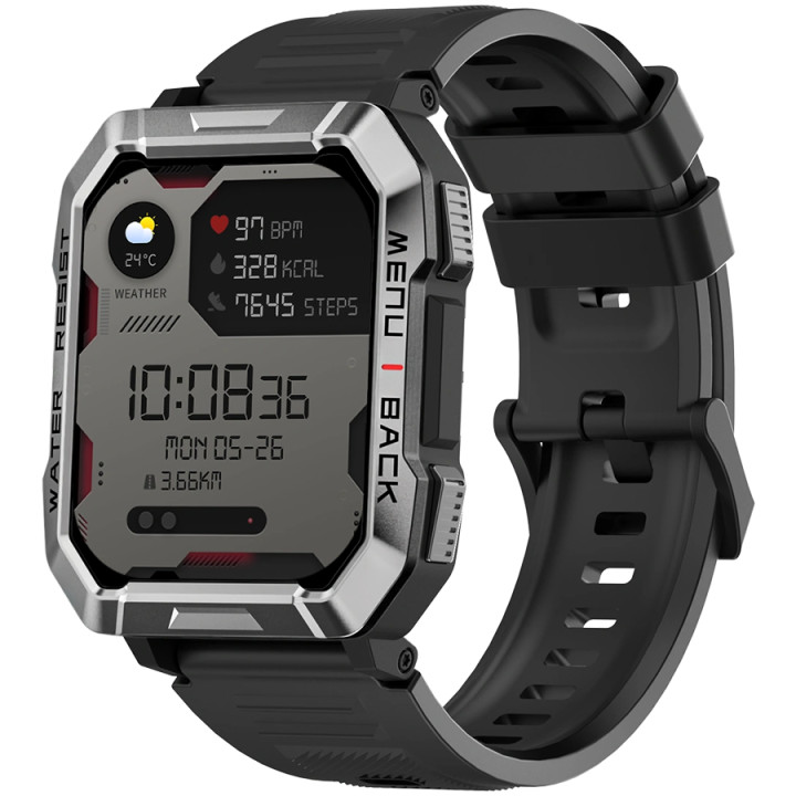 Смарт часовник Blackview W60, 2.01" HD,900mAh Battery, LED Flashlight & Compass Function, 24-hour SpO2 Detection   Heart Rate Monitoring, Monitor Sleep status, Calls and SMS notification, Black - BVW60-B