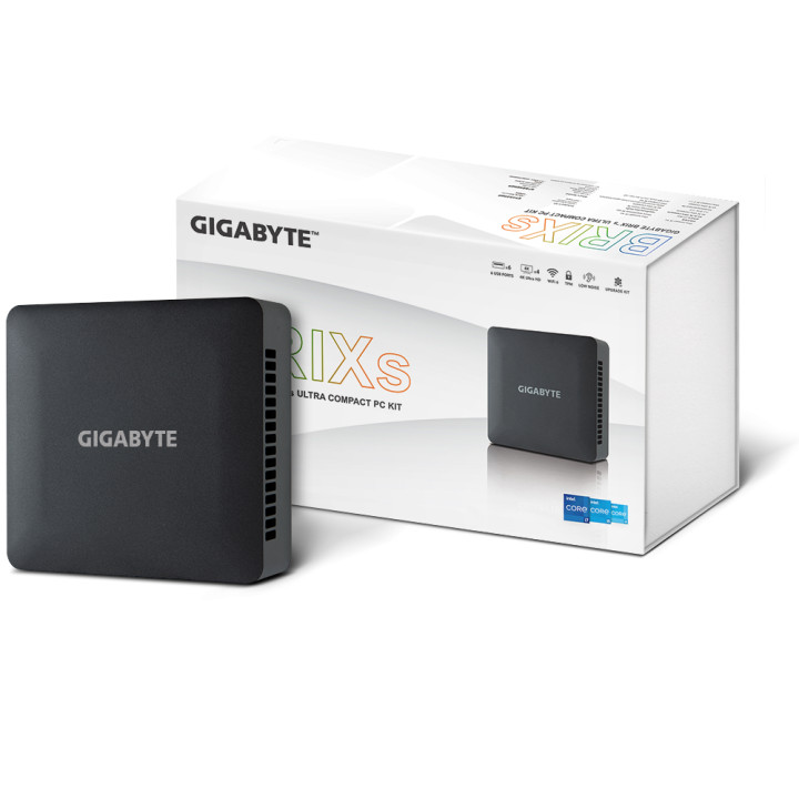 Мини компютър Gigabyte Brix BRi5H, Intel Core i5-1335U, 2 x SO-DIMM DDR4 slot, M.2 2280 slot - GB-BRi5H-1335-BWEK