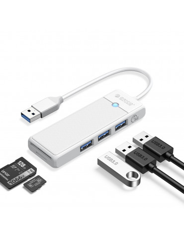 Хъб Orico USB3.0 HUB White - 3 x USB3.0, SD, TF - PAPW3AT-U3-015-WH-EP