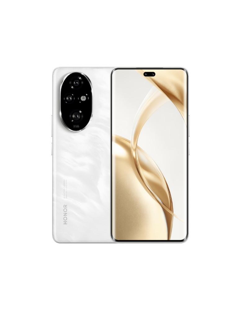 Смартфон Honor 200 Pro Moonlight White, EllieP-N39A, 6.78" 120Hz Amoled curved, 2700x1224, Qualcomm Snapdragon 8 Gen 3 Accelerated Edition 5G (1x3GHz 3x3GHz 4x 2GHz), 12GB, 512GB, 50 50 12MP/50MP, 5200mAh, FPT, BT, USB Type-C,Android 14,  AI - powered Mag