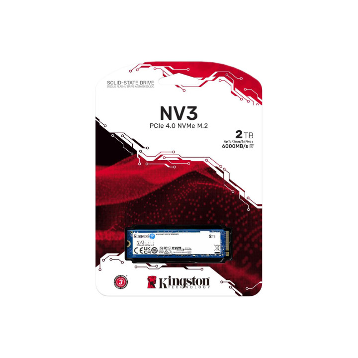 SSD диск Kingston 2TB NV3 M.2-2280 PCIe 4.0 NVMe, 6000 MB/s / 5000 MB/s - SNV3S/2000G