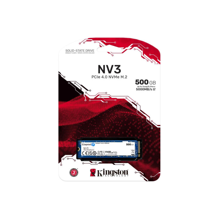 SSD диск Kingston 500GB NV3 M.2-2280 PCIe 4.0 NVMe, 5000 MB/s / 3000 MB/s - SNV3S/500G