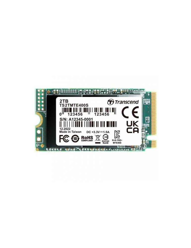 SSD диск Transcend 2TB, M.2 2242, PCIe Gen3x4, NVMe, 3D TLC, DRAM-less - TS2TMTE400S