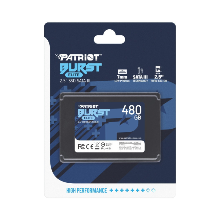 SSD диск Patriot 480GB Burst Elite SATA3, 2.5" - PBE480GS25SSDR