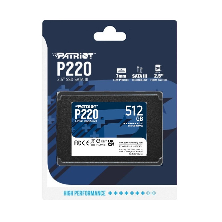 SSD диск Patriot 512GB P220 SATA3, 2.5" - P220S512G25