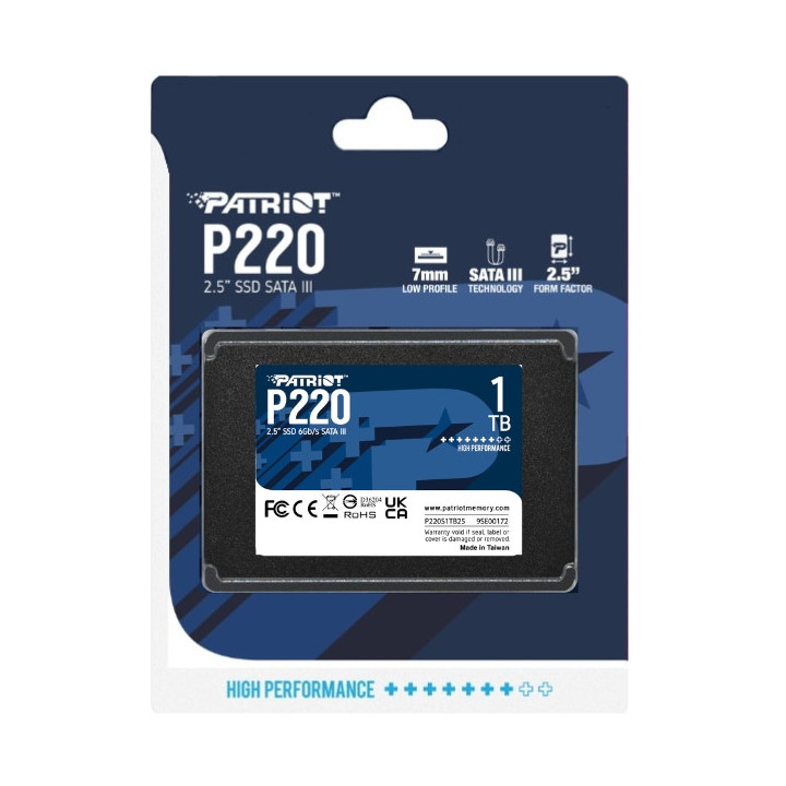 SSD диск Patriot 1TB P220 SATA3, 2.5" - P220S1TB25