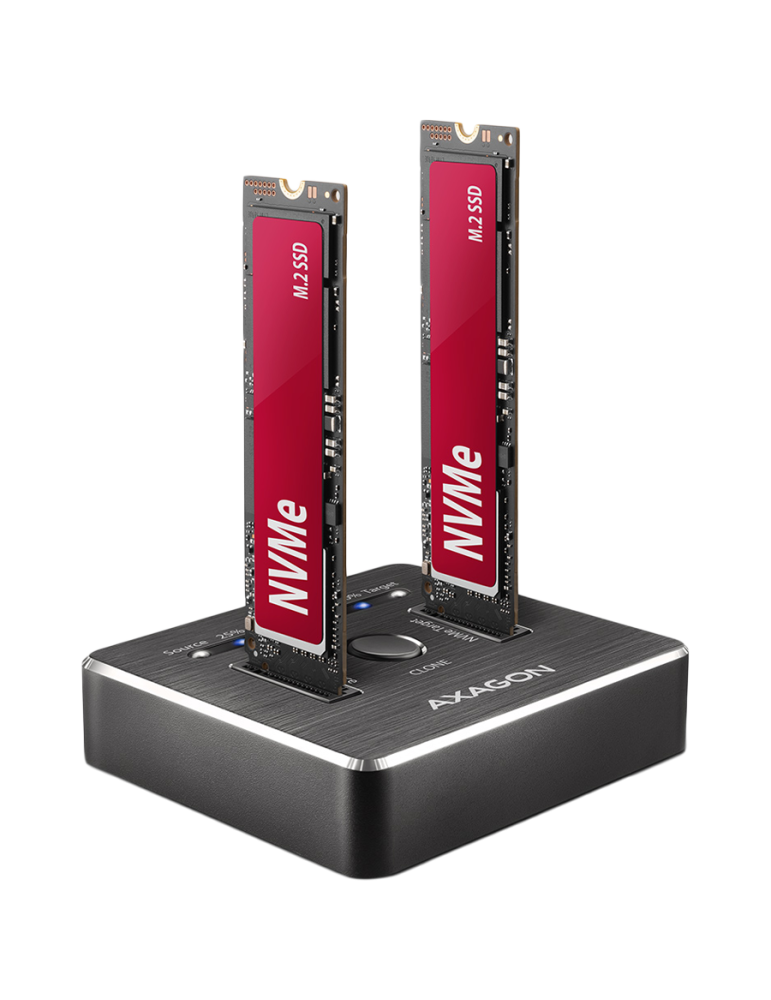 Докинг станция за SSD дискове Axagon ADSA-M2C DUAL NVMe CLONE MASTER DOCK SuperSpeed USB-C 10 Gbps docking station - ADSA-M2C