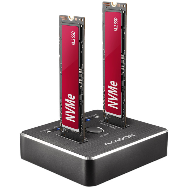 Докинг станция за SSD дискове Axagon ADSA-M2C DUAL NVMe CLONE MASTER DOCK SuperSpeed USB-C 10 Gbps docking station - ADSA-M2C