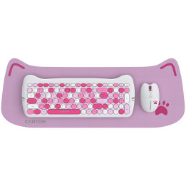 Безжичен комплект клавиатура с мишка Canyon HSET-W6, Kitty Edition AAA АА, Pink - CNS-HSETW6PK