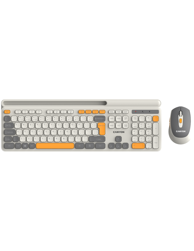Безжичен комплект клавиатура с мишка Canyon HSET-W5, AAA AA, Beige - CNS-HSETW5BG