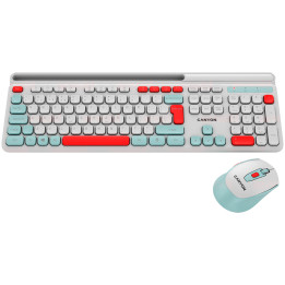 Безжичен комплект клавиатура с мишка Canyon HSET-W5, AAA AA, White - CNS-HSETW5WT