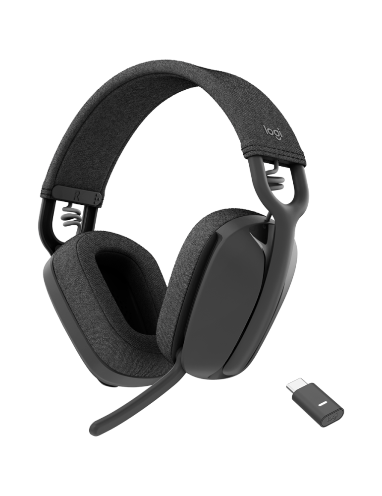 Безжични слушалки Logitech ZONE VIBE WIRELESS MS, GRAPHITE, QUADRUN DG,TEAMS, ZOOM, GOOGLE - 981-001157