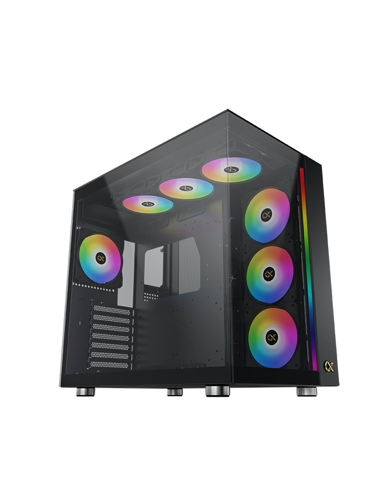Кутия за компютър Xigmatek AQUA Ultra Air EN41907, Black, E-ATX, USB 3.0 X 2, USB 2.0 X 2, USB-C, ARGB Strip, 7PCS Z20A&Galaxy II Fan Control Kit