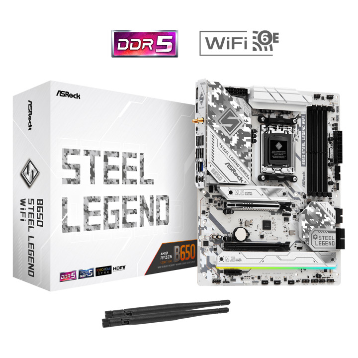 Дънна платка AsRock B650 Steel Legend, AM5, 4x DDR5, Wi-Fi 6E   BT