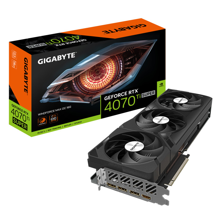 Видео карта Gigabyte RTX 4070 TI SUPER WINDFORCE MAX OC 16GB GDDR6X - GV-N407TSWF3MAX OC-16GD
