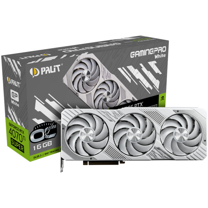 Видео карта Palit Nvidia GeForce RTX 4070Ti Super GamingPro White OC 16GB GDDR6X, 256 bit - NED47TST19T2-1043W
