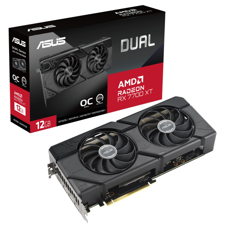 Видео карта Asus DUAL RX 7700 XT OC 12GB GDDR6 - DUAL-RX7700XT-O12G