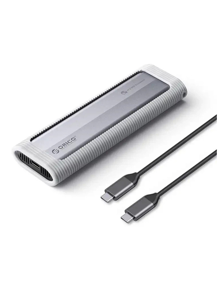 Външна кутия за диск Orico M.2 NVMe/SATA M/B key - USB3.1 Type-C, Silicone Protective Case, 10Gbps - AXM2S-G2-GY-BP