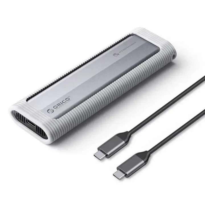 Външна кутия за диск Orico M.2 NVMe/SATA M/B key - USB3.1 Type-C, Silicone Protective Case, 10Gbps - AXM2S-G2-GY-BP