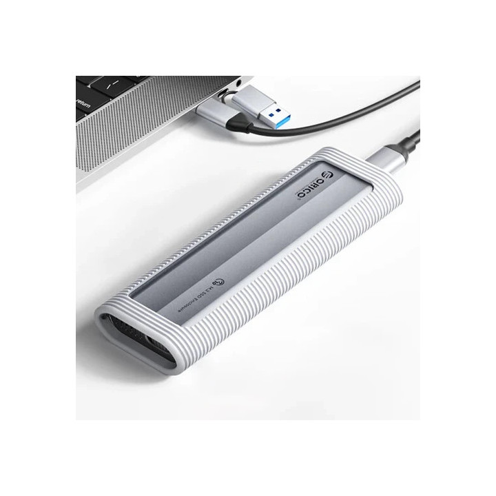 Външна кутия за диск Orico M.2 NVMe/SATA M/B key - USB3.1 Type-C, Silicone Protective Case, 10Gbps - AXM2S-G2-GY-BP