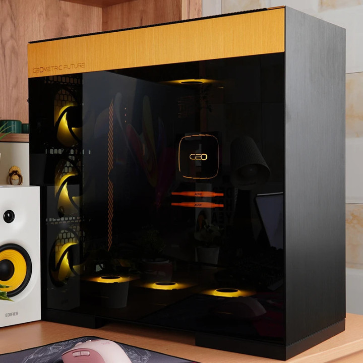 Кутия за компютър Geometric Future Model 8 Dharma Black/Gold, EATX - 1AM8DMBG00AA0
