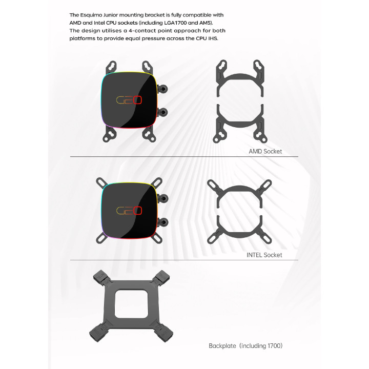 Водно охлаждане за процесор Geometric FutureEskimo Junior 36 White - LGA1700/AM5 - 1C253W0361000