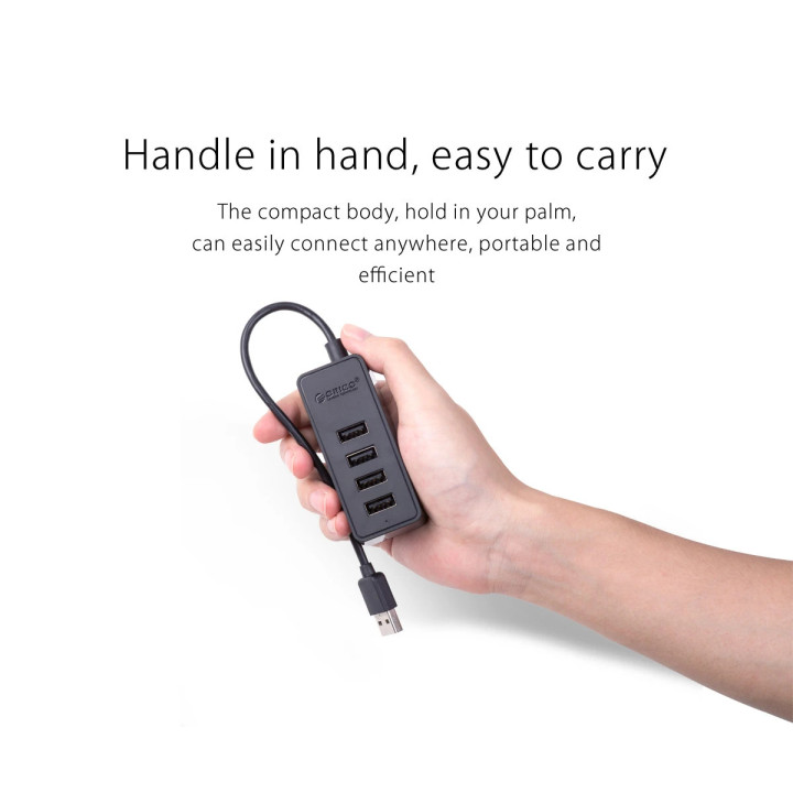 Хъб Orico USB2.0 HUB 4 port - USB/Micro USB input, Black - W5P-U2-030-BK-EP