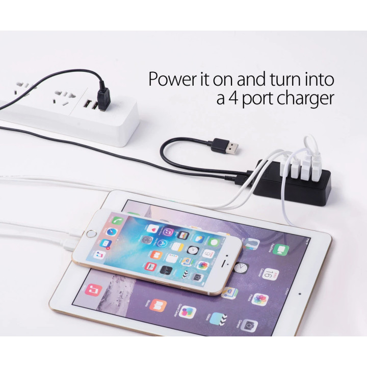 Хъб Orico USB2.0 HUB 4 port - USB/Micro USB input, Black - W5P-U2-100-BK-EP