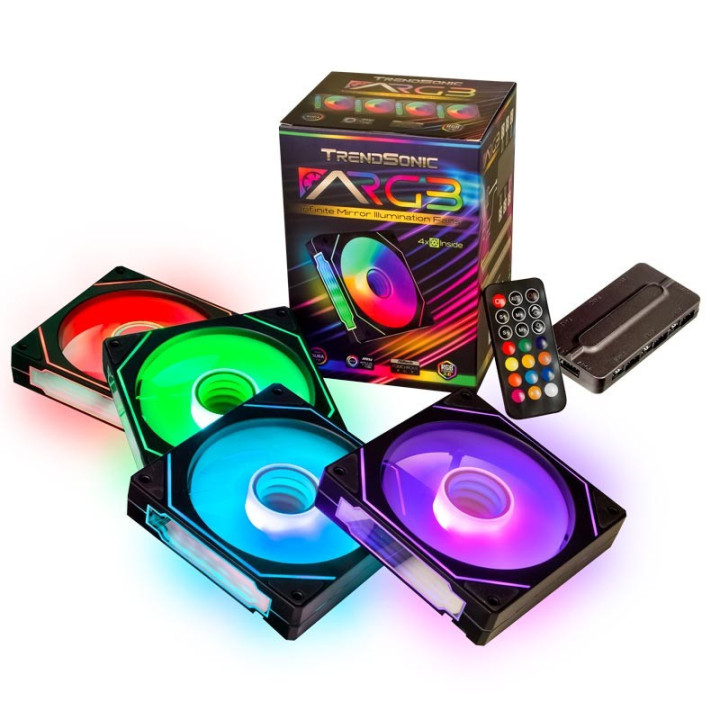 Комплект вентилатори ARGB Trendsonic Infinity Mirror Illumination Fans - вентилатори 4бр, контролер с дистанционно управление