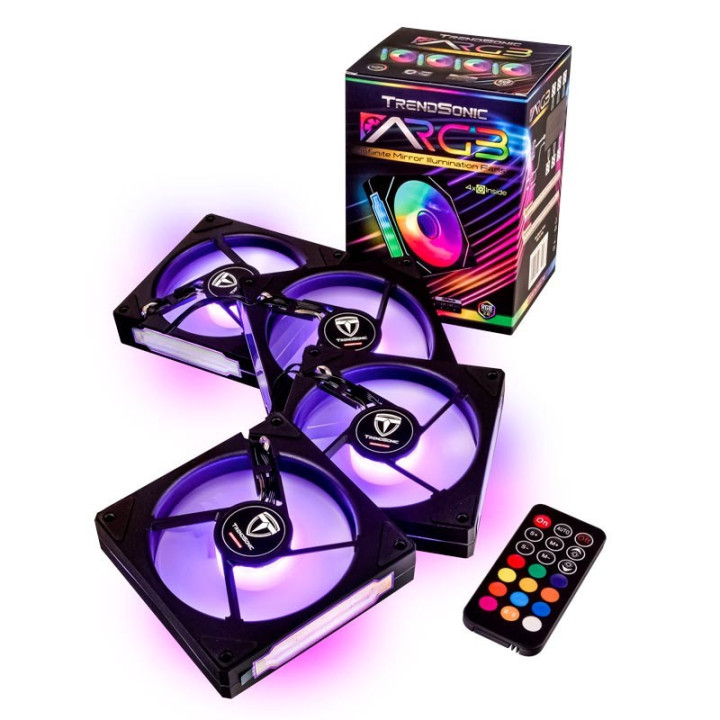 Комплект вентилатори ARGB Trendsonic Infinity Mirror Illumination Fans - вентилатори 4бр, контролер с дистанционно управление
