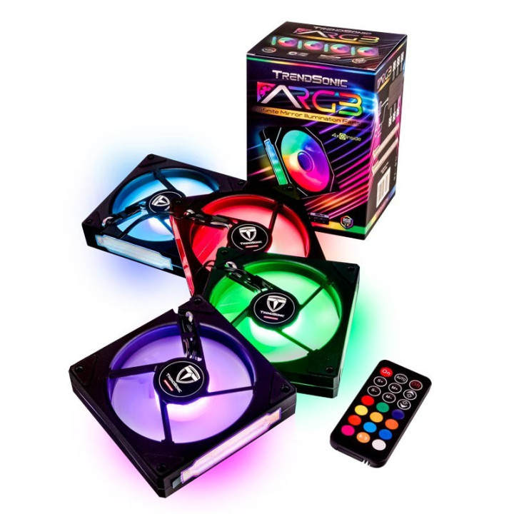 Комплект вентилатори ARGB Trendsonic Infinity Mirror Illumination Fans - вентилатори 4бр, контролер с дистанционно управление