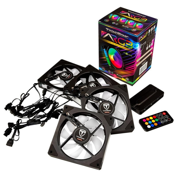 Комплект вентилатори ARGB Trendsonic Infinity Mirror Illumination Fans - вентилатори 4бр, контролер с дистанционно управление