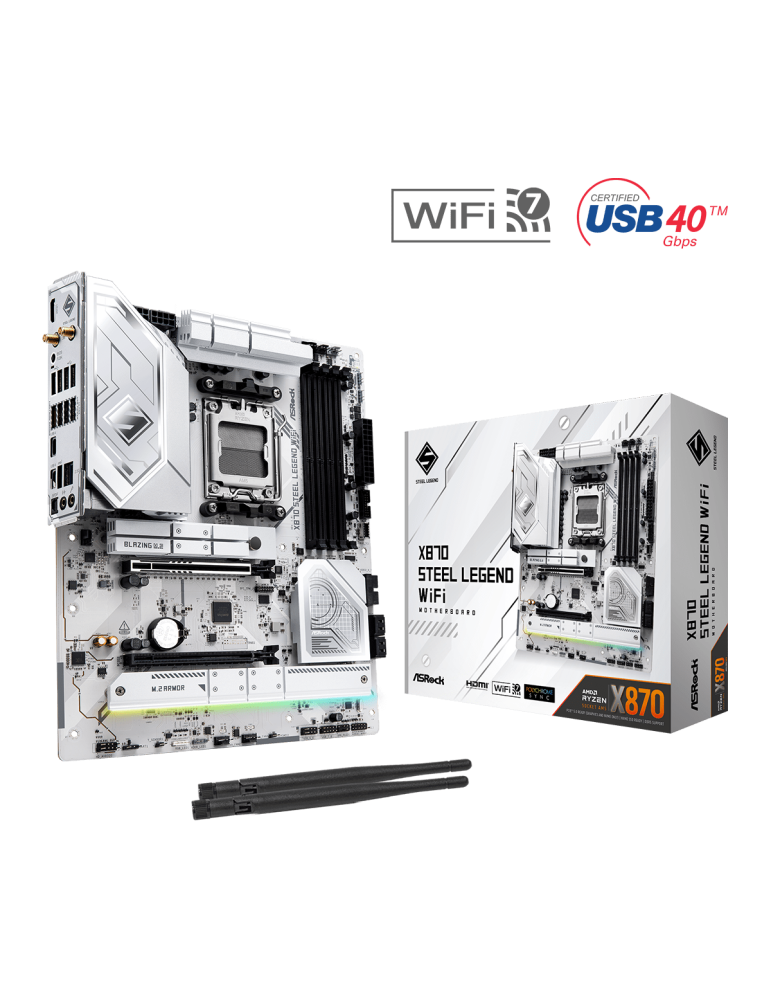 Дънна платка AsRock X870 STEEL LEGEND WiFi, AM5, 4x DDR5