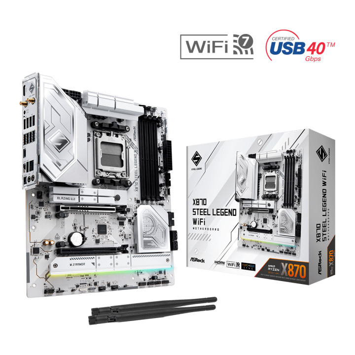 Дънна платка AsRock X870 STEEL LEGEND WiFi, AM5, 4x DDR5